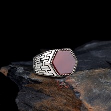 Tesbih Sepetim Akik Taşlı 925 Ayar Gümüş Erkek Yüzük