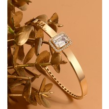 ÇGK KUYUMCULUK  Baget Taşlı Füzyon Kelepçe Altın Bilezik CGKKLP0056