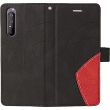 MY Boutique1 Sony Xperia 5ii Kickstand Koruyucu Iki Renkli Dikiş Pu Flip Için Kılıf (Yurt Dışından)