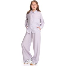 LuiKids Kız Çocuk Oversize Rahat Kesim Gömlek ve Pantolon Takım