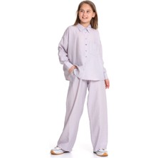 LuiKids Kız Çocuk Oversize Rahat Kesim Gömlek ve Pantolon Takım