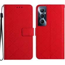 SZY Market Realme C65 Için Flip Case 4g Elmas Kabartmalı Manyetik Kapak Cüzdan Pu ile (Yurt Dışından)