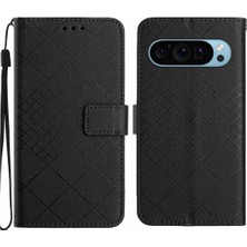 SZY Market El Kayışı Elmas Kabartmalı Cüzdan ile Google Piksel 9 Pro Için Flip Case (Yurt Dışından)