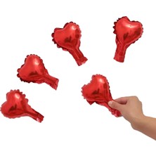 Kidspartim 5 inç Mini Kalp Folyo Balon Kırmızı 5 Adet