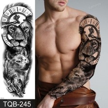 Tattoo Gerçekci Geçici Aslan Saat ve Kurtlar Kol Kaplama Tattoo Dövme Modelleri