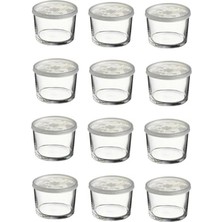 Paşabahçe Kapaklı Cam Saklama Kabı 12 Li Kahvaltılık 220CC 42230-12 Beyaz Renk Tek Ebat Beden