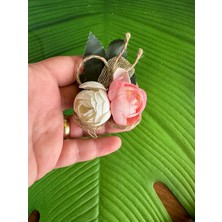 Gönülden Tasarım 7x5 cm Çift Güllü Tasarım Broş Yaka Iğnesi Türban Iğnesi