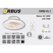 Orbus Uzaktan Kumandalı Led'li Tavan Vantilatörü Vl1 - Motor Dc 30W LED 70W 3000K-6500K