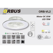 Orbus Uzaktan Kumandalı Led'li Tavan Vantilatörü Vl2 - Motor Dc 35W LED 70W 3000K-6500K