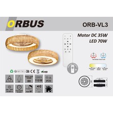 Orbus Uzaktan Kumandalı Led'li Tavan Vantilatörü Vl3 - Motor Dc 35W LED 70W 3000K-6500K