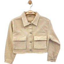 Çikoby Kız Çocuk Büyük Cepli Kot Ceket