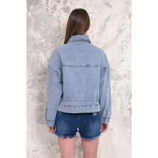 Zaroli Kadın Oversize Bel Ayarlamalı Denim Ceket