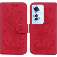 BDT Boutique Oppo RENO11 F Kickstand Flip Pu Deri Kapak Kabartma Gül Çiçekler Için Kılıf (Yurt Dışından)