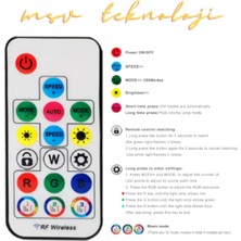 Msv Teknoloji 5 V-24 V 12 A 17 Tuş Kumandalı Sese Duyarlı 358 Modlu Argb Pixel Magic Rf LED Kontrol
