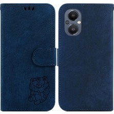 BDT Boutique Oneplus Nord N20 5g Için Kılıf Kabartmalı Sevimli Kaplan Flip Folio Tutucu Kapak (Yurt Dışından)