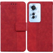 BDT Boutique Oppo RENO11 F Premium Pu Deri Kickstand Özelliği Için Kılıf Geometrik Flip (Yurt Dışından)