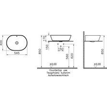 VitrA Geo 7427B001-0012 Oval Çanak Lavabo, 55 cm, Mat Beyaz