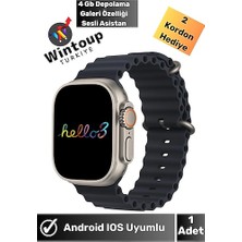 Shopteknoloji Watch Ultra Hello 3 Plus Akıllı Saat 3 Kordon Hediyeli