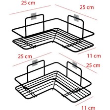 Armarks 2 Adet Yapışkanlı Banyo Rafı, Paslanmaz Banyo Rafı, Banyo Düzenleyici Raf, Köşe Banyo Rafı