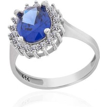 Serra Jewels Gümüş Ice Cut Oval Kırmızı Zirkon Taşlı Kadın Yüzük