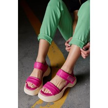 Nilufarr Maddy Pembe Hakiki Deri Kadın Sandalet