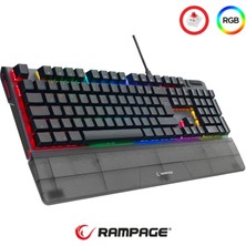 Rampage Carbon Mekanik Rgb Q Bilek Destekli Red Switch Gaming Oyuncu Klavye