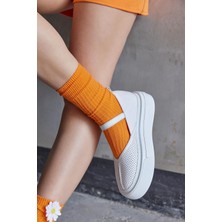 Nilufarr Inesa Beyaz Hakiki Deri Kalın Tabanlı Spor Sandalet