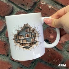 Hediyeci Abla Size Özel Kitap ve Kitaplık Seramik Baskılı Kupa Bardaklar