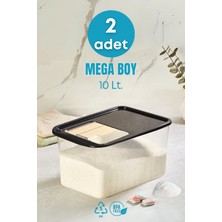 Grimor Life 2'li Mega Boy Sürgülü Kayar Kapaklı Tablet Deterjan Saklama Kutusu-Çok Amaçlı Saklama Kabı 10 Lt.