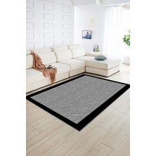 Napoli Home Dijital Baskılı Kaymaz Yıkanabilir Jüt-Hasır Desen Yolluk Mutfak Salon Halısı, N-Jüt-06-Siyah,