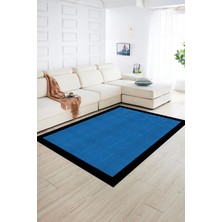 Napoli Home Dijital Baskılı Kaymaz Yıkanabilir Jüt-Hasır Desen Yolluk Mutfak Salon Halısı, N-Jüt-06-Mavi,