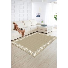 Napoli Home Dijital Baskılı Kaymaz Yıkanabilir Jüt-Hasır Desen Yolluk Mutfak Salon Halısı, N-Jüt-15-Krem,