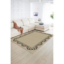 Napoli Home Dijital Baskılı Kaymaz Yıkanabilir Jüt-Hasır Desen Yolluk Mutfak Salon Halısı, N-Jüt-18-Krem,