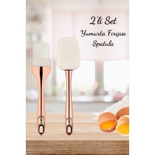 Grimor Life 2'li Set Rose Gold Kaplamalı Silikon Yumurta Fırçası Ve Spatula Seti 25 Cm