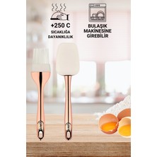 Grimor Life 2'li Set Rose Gold Kaplamalı Silikon Yumurta Fırçası Ve Spatula Seti 25 Cm