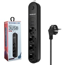 Winnboss Akım Korumalı Dörtlü Anahtarlı Priz - 2 Metre Kablo