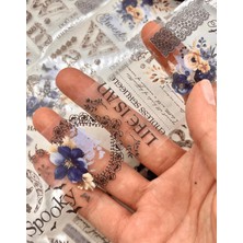 Kağıt Gemi Dükkan Romantic Serisi Mavi Çiçekli Desenli Washi Bant Washi Tape Su Geçirmez Bullet Journal