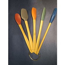 Hsyn 5 Li Mini Bambu Spatula Seti / Renkli