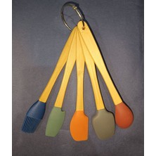 Hsyn 5 Li Mini Bambu Spatula Seti / Renkli