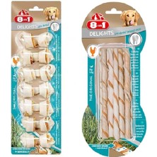 8in1 Delights Bones Pro Dental Xs + Twisted Sticks Pro Dental Karma Köpek Ödülü 2'li