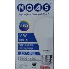 Noas 9 W LED Ampul E 27 Beyaz 10 Adet