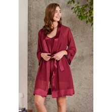 Pierre Cardin Saten Bordo Dörtlü Gelin Çeyiz Seti 7085