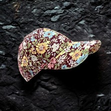 Shopiolog Yazlık Kadın Çiçek Desenli Beyzbol Kumaş Ayarlanabilir Kep Şapka