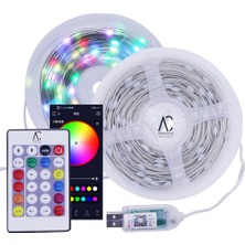 AC Aydınlatma 10 Metre Rgb Şerit LED - Kumanda ve Mobil Aplikasyon Kontrol- Su Geçirmez / Sese Duyarlı