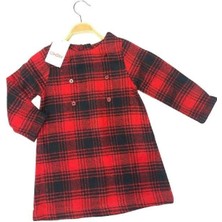 Çikoby Kız Çocuk Kareli Düğmeli Elbise