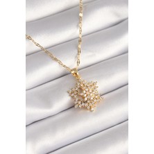 Shopzum 316L Çelik Gold Renk Zincir Zirkon Taşlı Yıldız Model Kadın Kolye