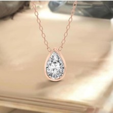 Nice For You Diamond Serisi Selena Kristal Taş Gümüş Yollu Rose Gold Kaplama Kolye