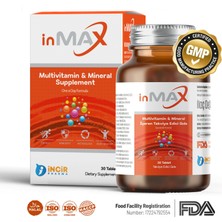 inMAX Multivitamin Mineral Takviyesi (IMMUNACE DESTEĞİ) Kompleks Formül Kadın Veya Erkek Için 30 Tablet