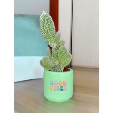 Dekozayn Home Good Vibes Temalı Özel El Yapımı Hediye Saksı Model 117