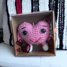 Paris Organik Kalp Amigurumi Anahtarlık (Şeker Pembe)